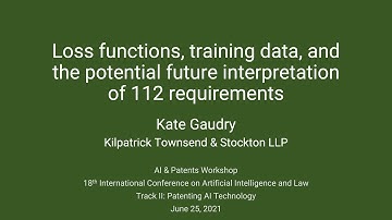 Loss functions, training data, and the future interpretation of 112 requirements (AI & Patents 2021)