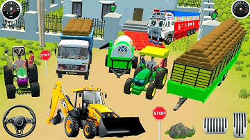 🚜 John Deere 5075 Tractor | Thresher & Dumper Loading Mission | JCB Work Game 2025 🔥#truck #jcb