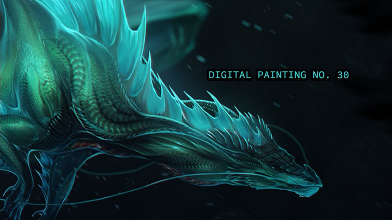 Emerald water dragon! // Digital painting no.30 // Isvoc