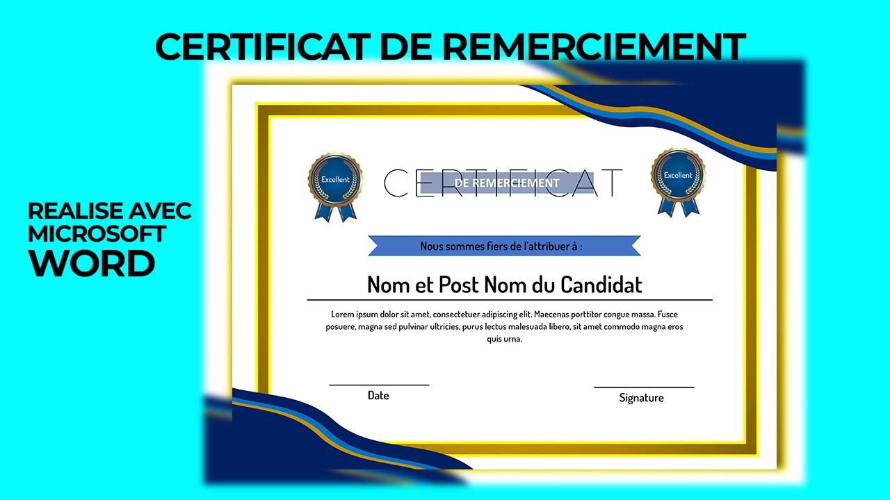 Comment créer un certificat de remerciement 100 pour 100 en ms word en 2023