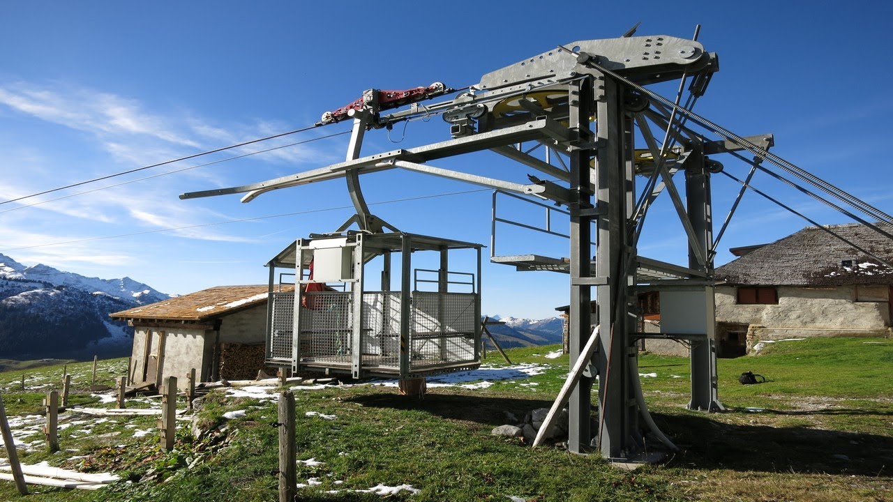 L'Etivaz - Gros Jable - Luftseilbahn Talfahrt Seilbahn téléphérique cable car