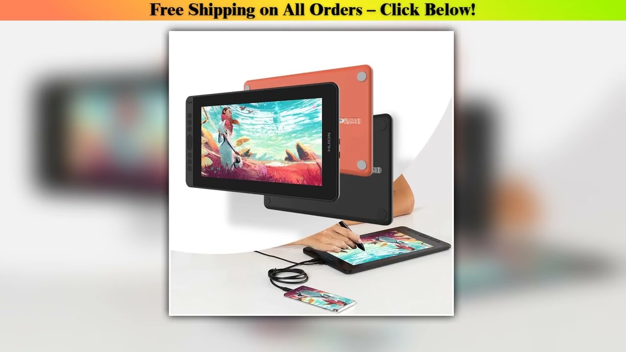 HUION Kamvas 12 Graphic Tablet Monitor Portable 11.6 Inch Anti-glare Screen Drawing Pen Display