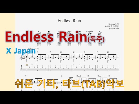 Endless Rain (C Key / Easy TAB / Solo) - X Japan