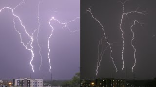 Upward Lightning in St. Louis: Realtime, 1500 FPS Slo-Mo & Stills