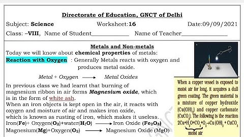 Science Worksheet 16 Class 8 (9/9/21)English Medium / Worksheet 16 Science Class 8/Worksheet Sci 16