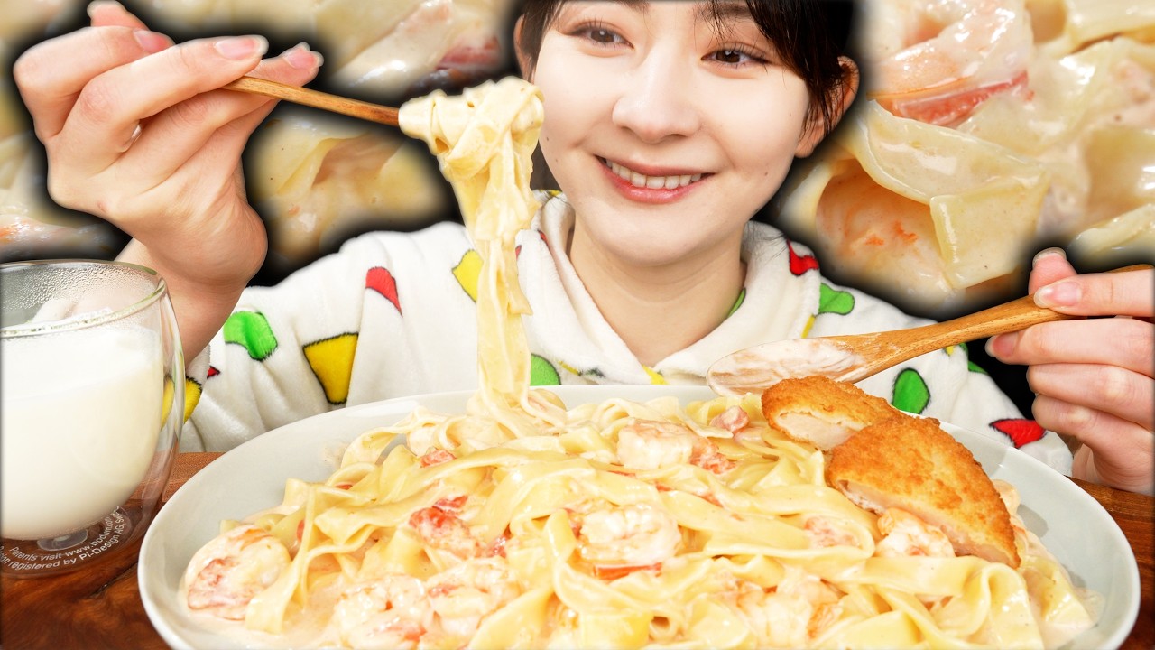 【エビ尽くし】濃厚エビクリームパスタ×サクサクエビカツ