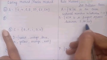 Listing and Rule method examples|Roster to Set Builder form examples| Algebra 9th Class| Mathematics