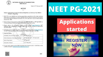 NEET PG 2021 APPLICATIONS STARTED | Register for NEET PG | NBE