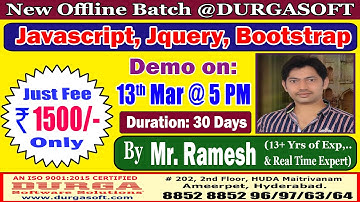 Javascript, Jquery, Bootstrap Offline Training @ DURGASOFT