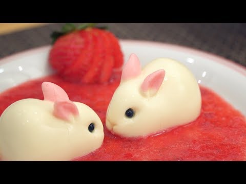 Bunny Panna Cotta Strawberry Sauce Recipe 💕  パンナコッタ レシピ