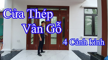 Lắp đặt cửa thép vân gỗ 4 cánh kính đẹp tại Vĩnh Phúc |TK New Way Thế Giới Cửa Vân Gỗ | 0989906302