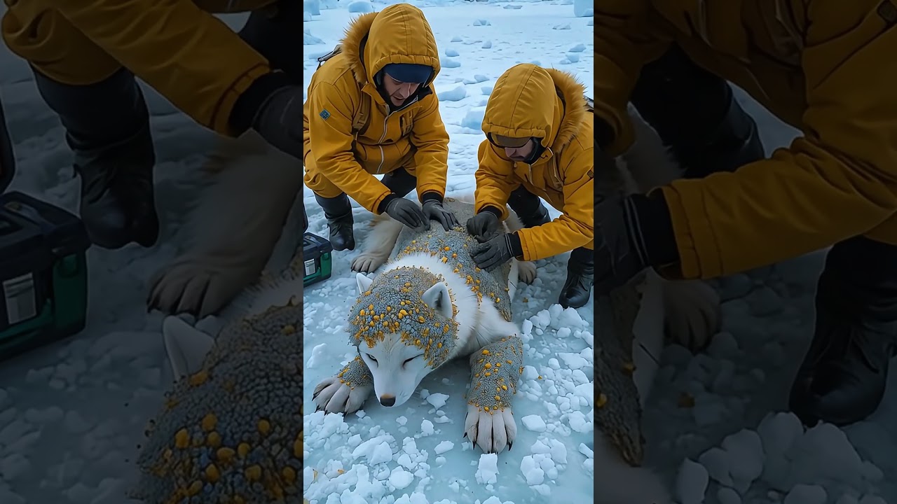 Emergency rescue:Arctic fox infected with barnacles and parasites