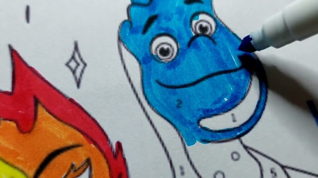 Coloring Ember Lumen and Wade Ripple   Coloring Elemental Characters   How to Color Ember and Wade