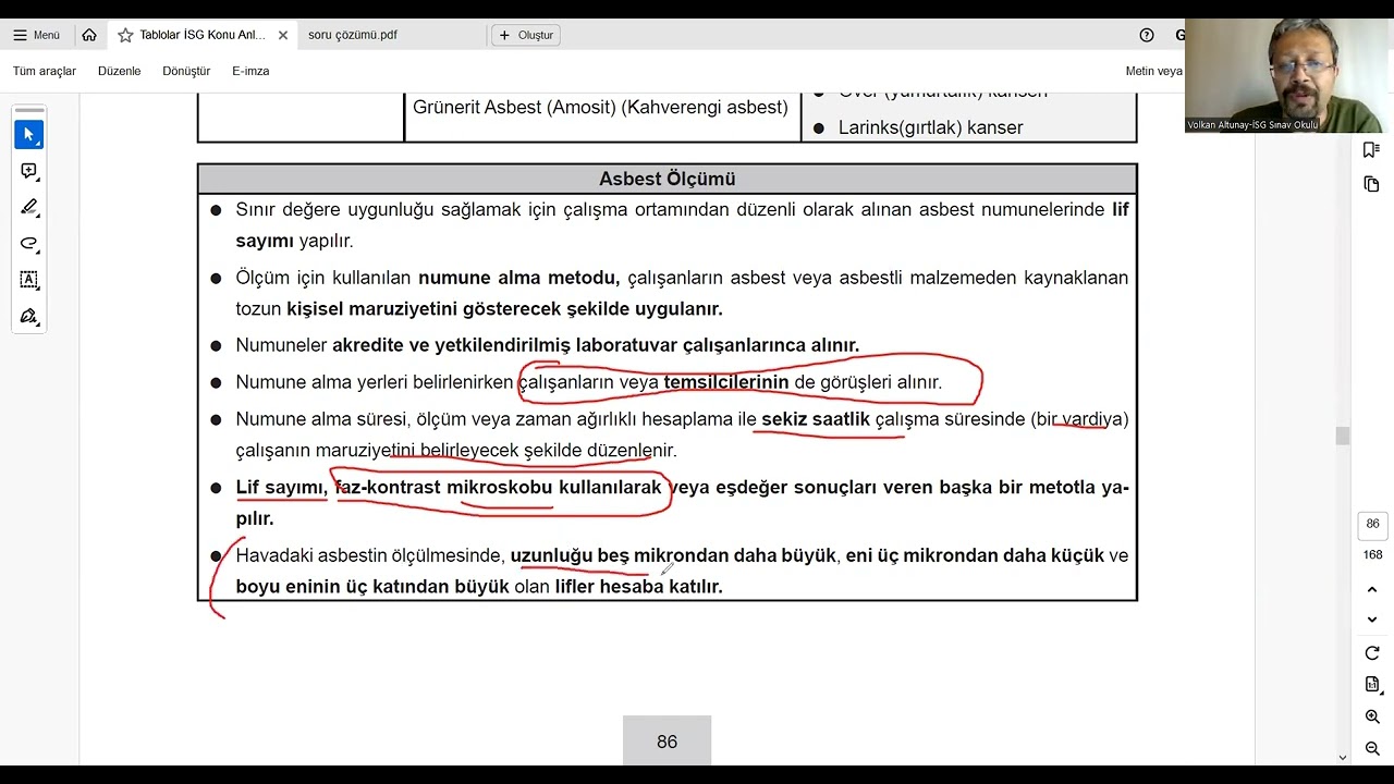 22  NO' LU DERS ( ASBEST KONU ANLATIMI-KANSEROJEN MADDELER, ASBEST SORU ÇÖZÜMÜ)