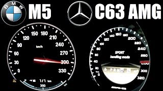 BMW vs Mercedes !? C63 AMG (481HP) vs M5 (560HP) - Acceleration 0-300+ km\/h 👌