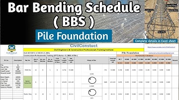 Bar Bending Schedule (BBS) of Pile Foundation in Excel l Pile Cage l Helical Ring
