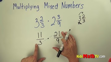 How to multiply mixed fractions with whole numbers Math video