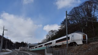 651系OM203編成  特急草津32号   長野原草津口駅発車〜車内放送　4点チャイム