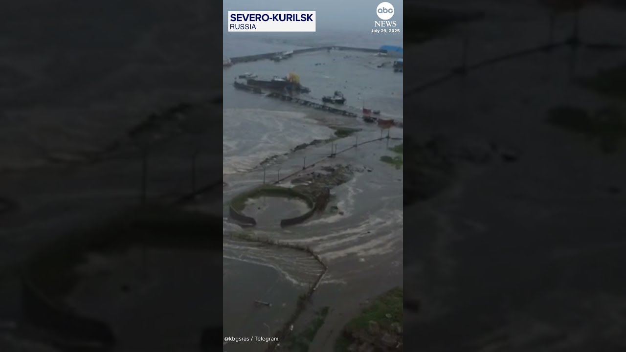 Drone Footage Shows Flooding In Russia After Earthquake