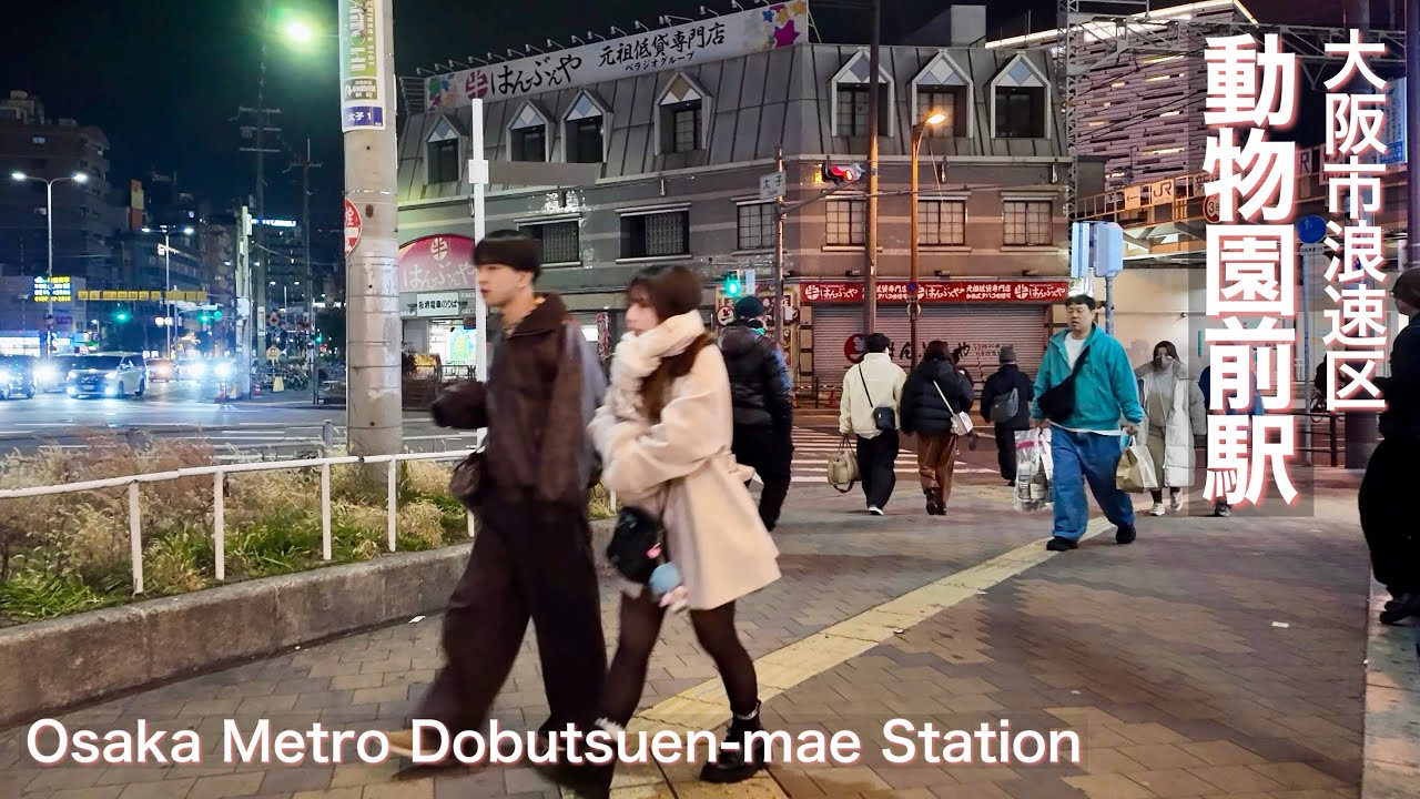 【大阪市浪速区】大阪メトロ動物園前駅の周辺で夜の街歩き Night walk around Osaka Metro Dobutsuen-mae Station