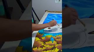 Short art video of a coral reef scene painted on silk by artist Jean-Baptiste