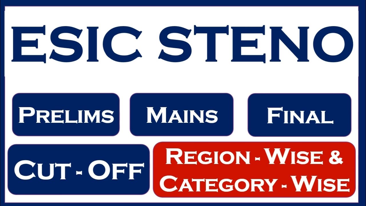 ESIC Steno | Prelims | Mains | Final | Cut-Off | Region-Wise | Category-Wise | Watch It Carefully 💯