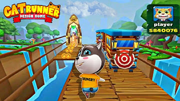 Cat Runner game | Run , jump and collect gold couns 💰 racing game  🤑