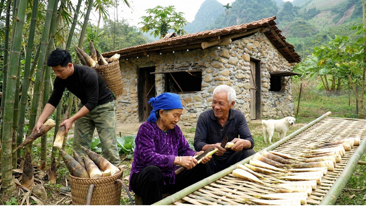 Leaving the city behind – CEO Trieu Khang helps his grandmother harvest bamboo shoots