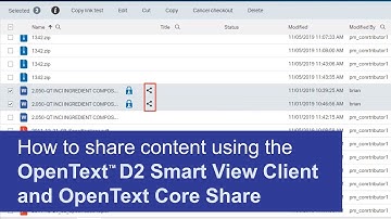 How to share content using the OpenText D2 Smart View Client and OpenText Core Share