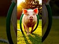 Silly pig drapes garden hose as necklace, struts yard 🐷 #shorts #funny #animals #pig