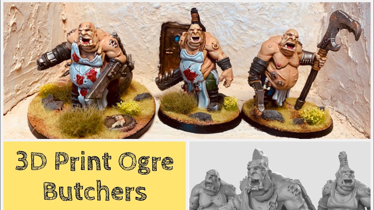 3D Duncan Shadow Alternative Ogre Butchers painted for Dragon Rampant, Age of Magic or Age of Sigmar