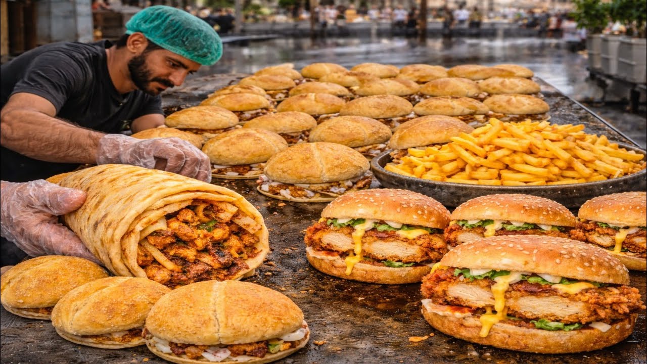 PAKISTAN'S BIGGEST ROLL PARATHA 😱 ZINGER BURGER & GOLDEN FRIES | WORLD BIGGEST ROLL PARATHA IN PAK