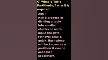#shorts What is table partioning? Interview question