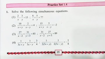 Practice Set 1.4 Class10 Algebra Linear equation in two variables SSC 10th std maths-1 in hindi