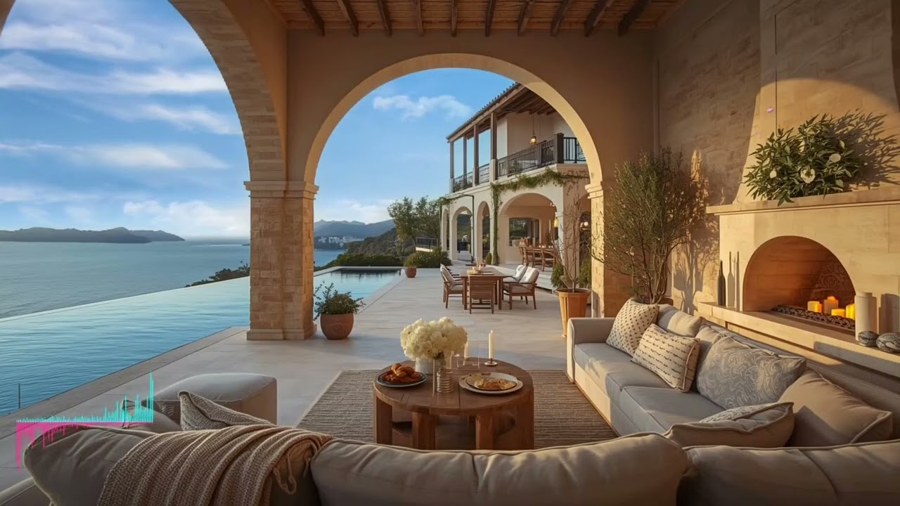 Relaxing Piano Music by the Sea 🌊 Luxury Ocean View Villa Ambience for Sleep, Study & Relax