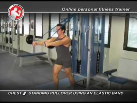 Chest - Standing pullover using an elastic band