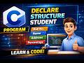 C Program to declare a structure student | rollno, name, address, percentage as structure member