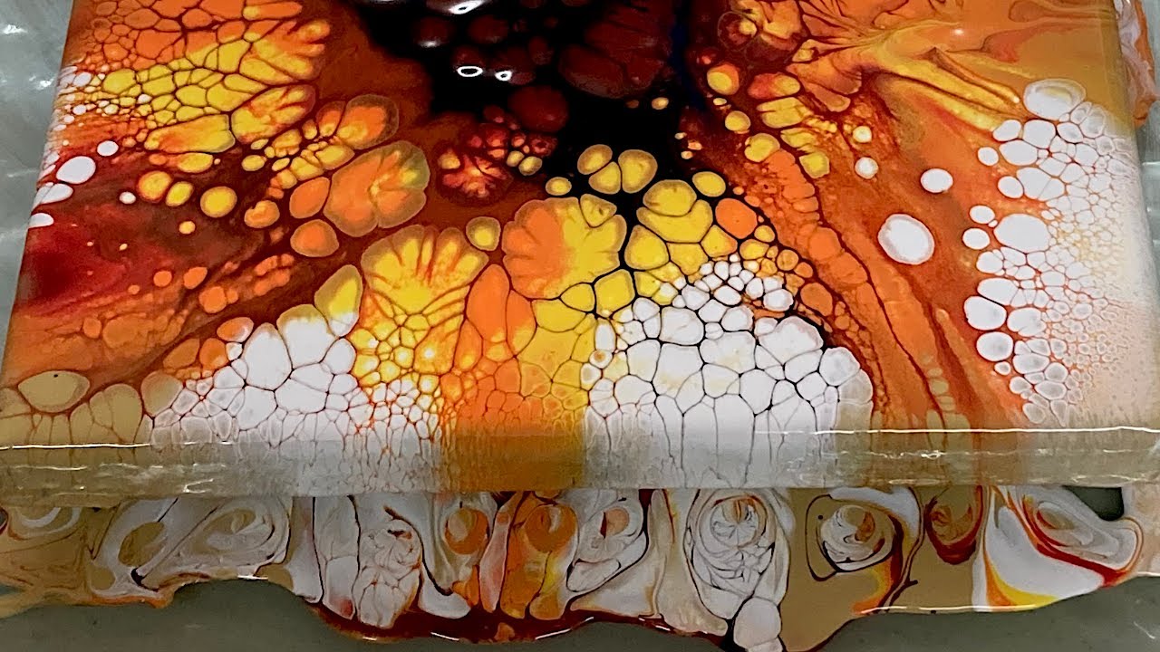 Easy & beautiful bloom with pearl cells. Acrylic pour painting easy, Abstract painting.ASMR