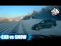 Car ice Sliding crash & spin outs. Black ice and Icy road. Winter weather.