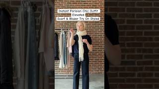 Add a Scarf for Instant Parisian Chic Outfit Elevated-Summer Tweed Blazer Layer#elegantoutfits