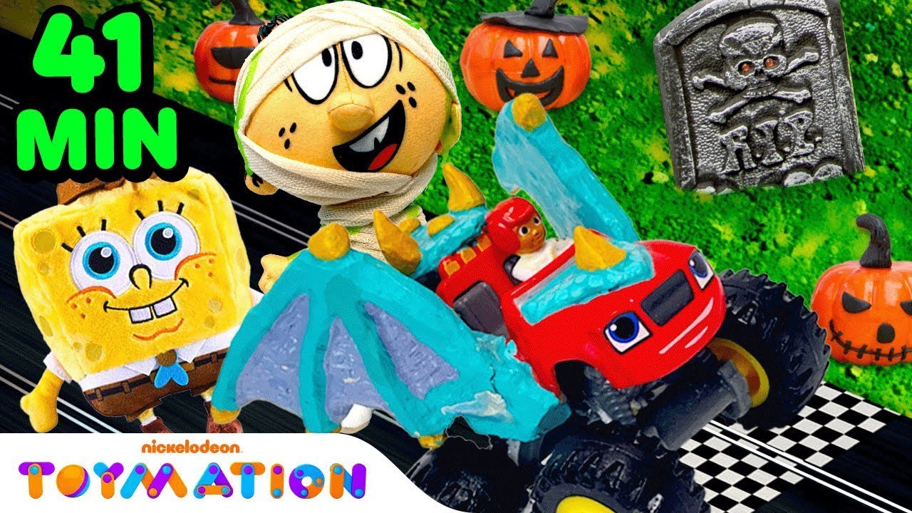 ⁣BEST Halloween Races & Rescues w/ Blaze, Loud House & SpongeBob Toys! | Toymation