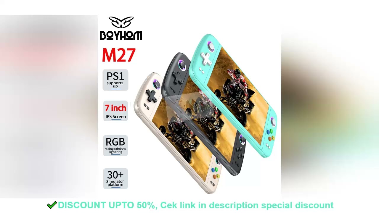 BOYHOM M27 Handheld Game Console 7 Inch IPS Screen System Joystick RGB Lightning Retro Video Game
