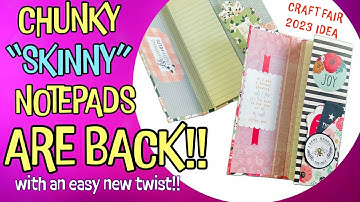 easy to make skinny notepads!!  CRAFT FAIR 2023 IDEA.  dollar tree craft. GREAT FOR NOTETAKING!