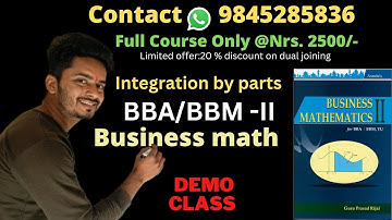 BBA/BBM-2 Business mathematics Demo class || Integration by parts 1 shot|| BBA/BBM second semester