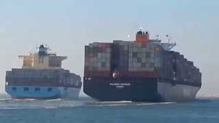 Accident between two vessels in suez canal 29/09/2014 in portsaid