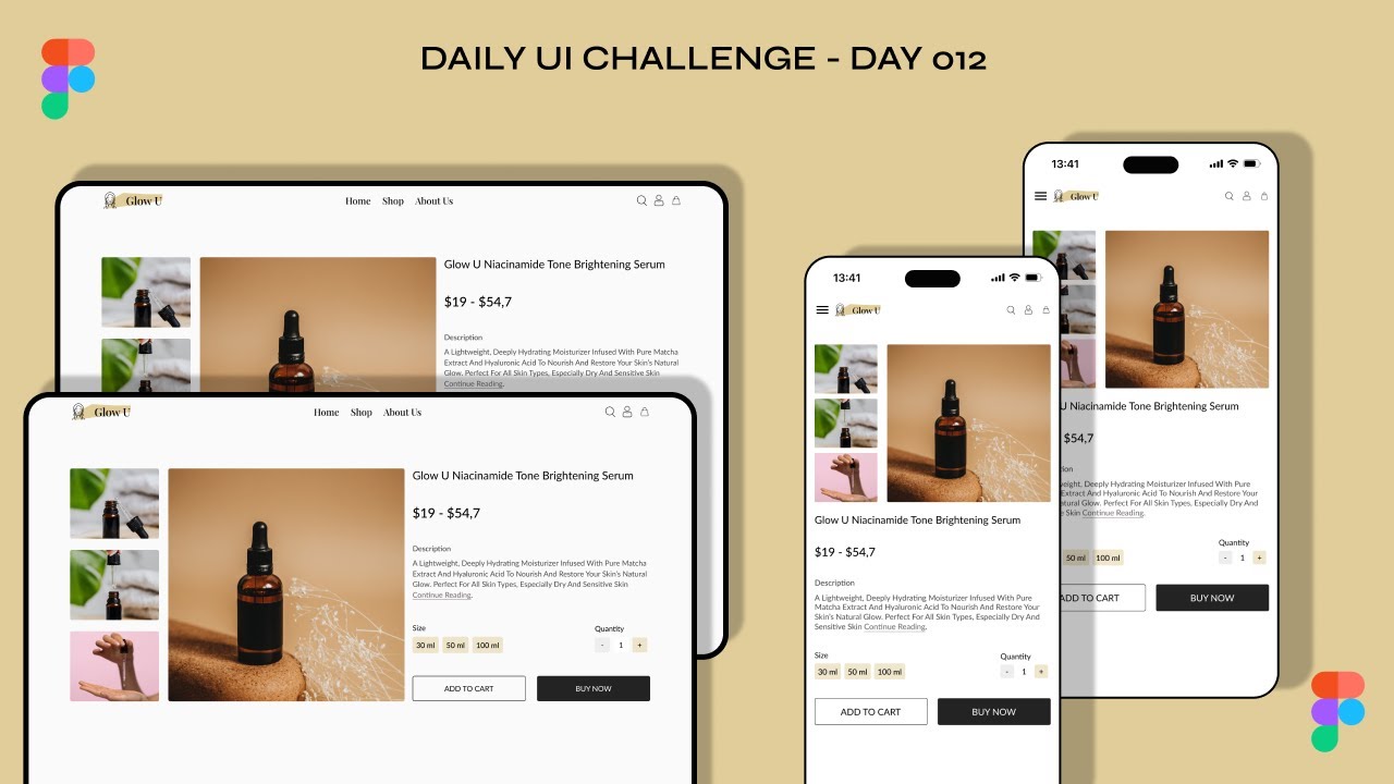 Daily UI Challenge | Day 012 Skincare Product UI | Mobile & Desktop ...