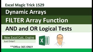 Excel Dynamic Arrays: FILTER Array Function AND & OR Logical Tests (Excel Magic Trick 1529) Excel Dynamic Arrays: FILTER Array Function AND & OR Logical Tests (Excel Magic Trick 1529)