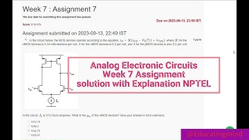 Analog Electronic Circuits Week 7 Assignment solution with Explanation NPTEL