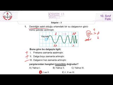 10.Sınıf MEB Fizik Kazanım Kavrama Testi-13 Dalgalar-3 [2019-2020]