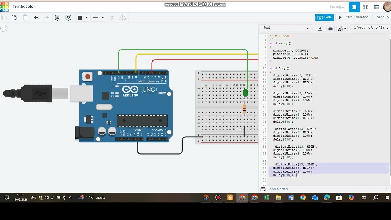 أردوينو مع 3 ليد \\ الجزء الثاني